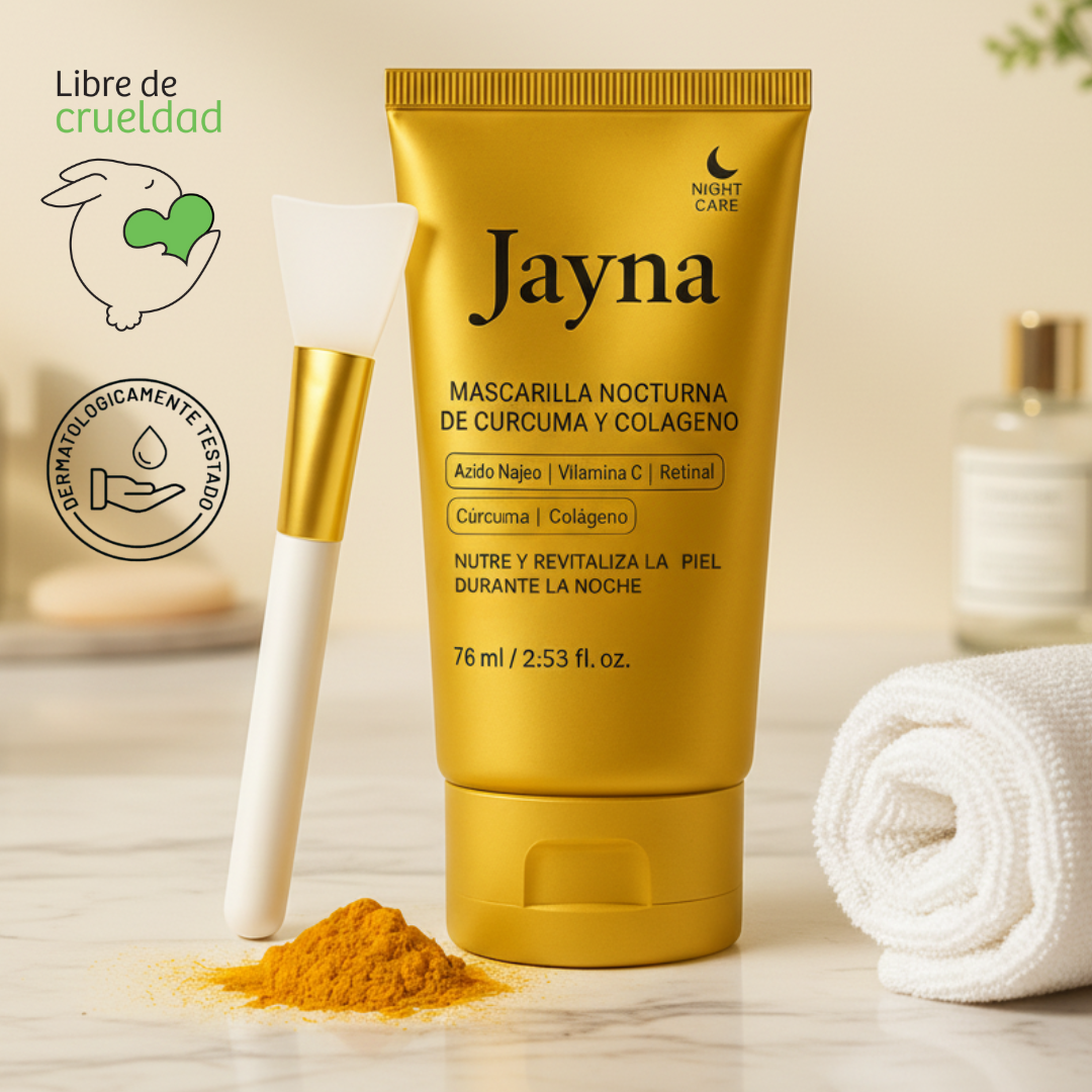Jayna – Mascarilla Facial Coreana con Cúrcuma y Colágeno, tu secreto para una piel radiante