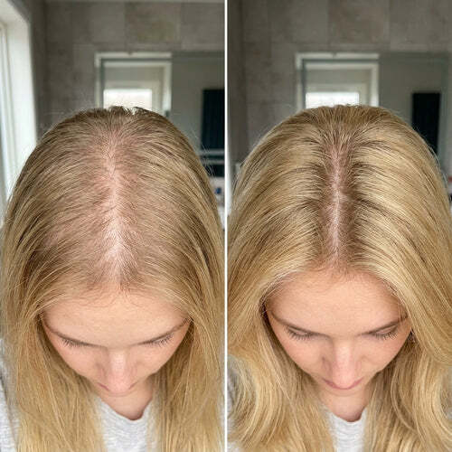 Antes y despues, cabello rubio